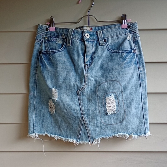 Levi's Dresses & Skirts - Levi's‎ Denim Mini Skirt with Distressed Accents